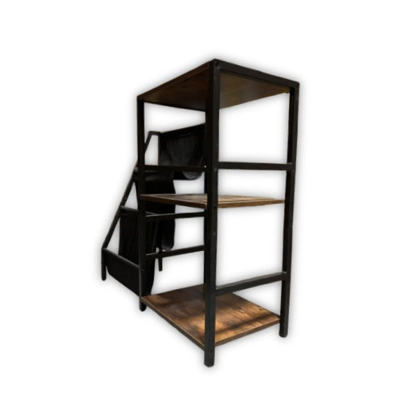 Vinyl Player and Records Display - Black / Brown (AS IS)