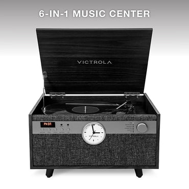 Victrola Century Signature 6 in 1 Music Center With Clock - Black