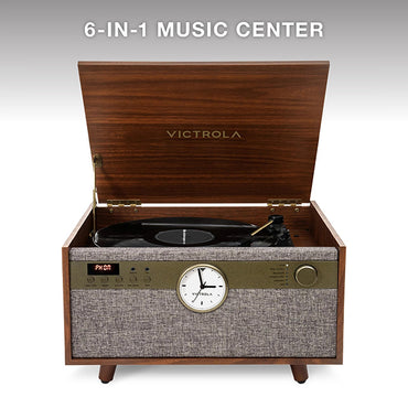 Victrola Century Signature 6 in 1 Music Center With Clock - Walnut