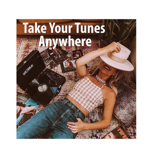 Victrola Journey+ Signature Turntable Record Player Bluetooth Vinyl Streaming 33-1/3, 45 & 78 RPM Suitcase Vinyl Record Player, Bluetooth Connectivity & Built-in Speakers, Stereo RCA Output (Grey)