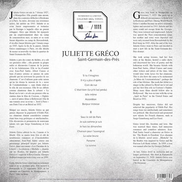 Juliette Gréco - Saint-Germain-des-Prés (Limited Edition & Numbered , Clear Black & White Splatter Vinyl) - LP