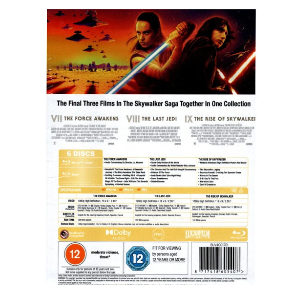 Star Wars Trilogy: The Force Awakens / The Last Jedi / The Rise of Skywalker - Blu-ray