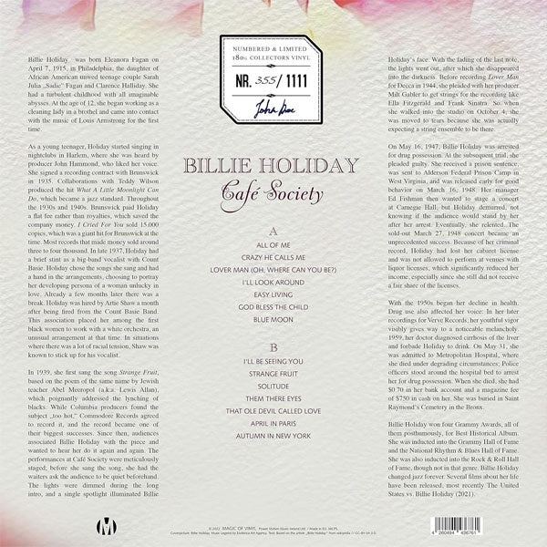 Billie Holiday - Café Society (Limited Edition White Vinyl) - LP