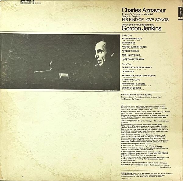 Charles Aznavour - His Kind Of Love Songs - LP (Used Vinyl)