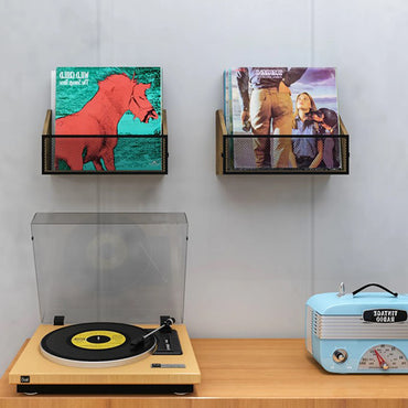 Echo Audio - Vintage Wood Album Record Holder and LP Display Shelf for Records Collector, (Table Table Top Record Display)