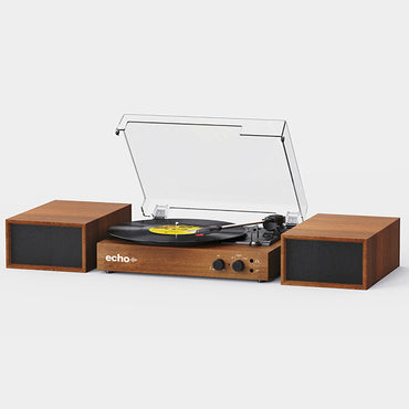 Echo Audio Bluetooth Turntable Player with External Speakers (Frankie) - Walnut