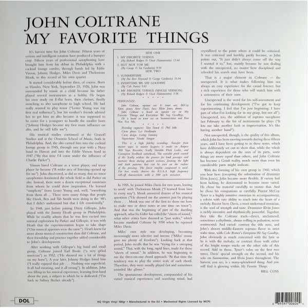 John Coltrane - My Favorite Things (Limited Edition Blue Vinyl) - LP. Shop now online in UAE
