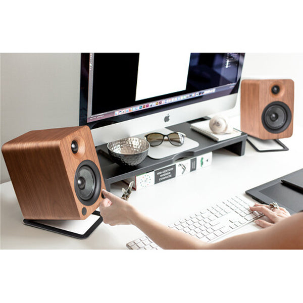 Kanto YU4WALNUT Bluetooth Powered Speakers - 140 Watts - Phono Preamp (Walnut)