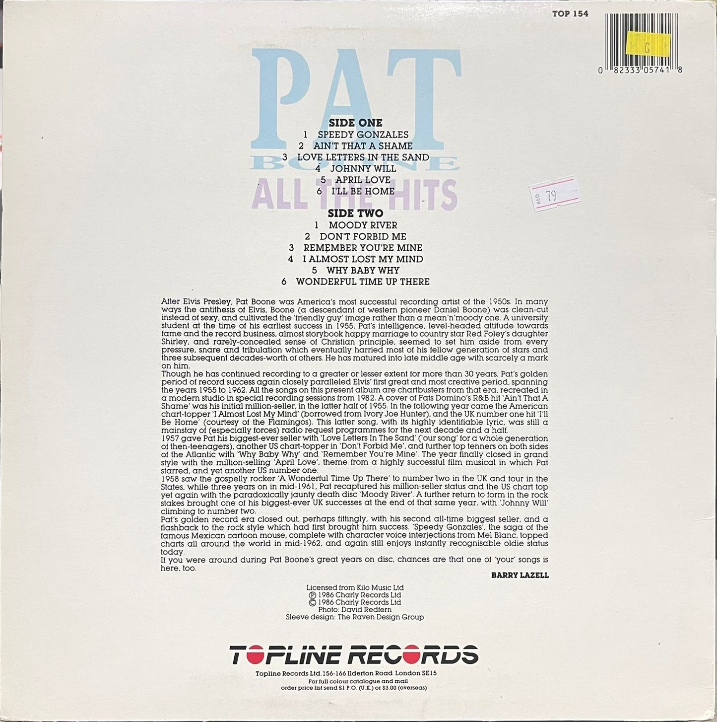 Pat Boone - All the Hits - LP (Used Vinyl)