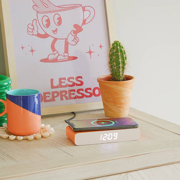 Steepletone Rise Charge Orange - Wireless Charger & Bedside Alarm Clock