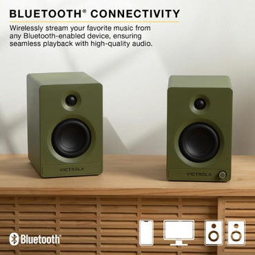 Victrola Tempo Bookshelf Speakers (VPS-400-GRN-INT)