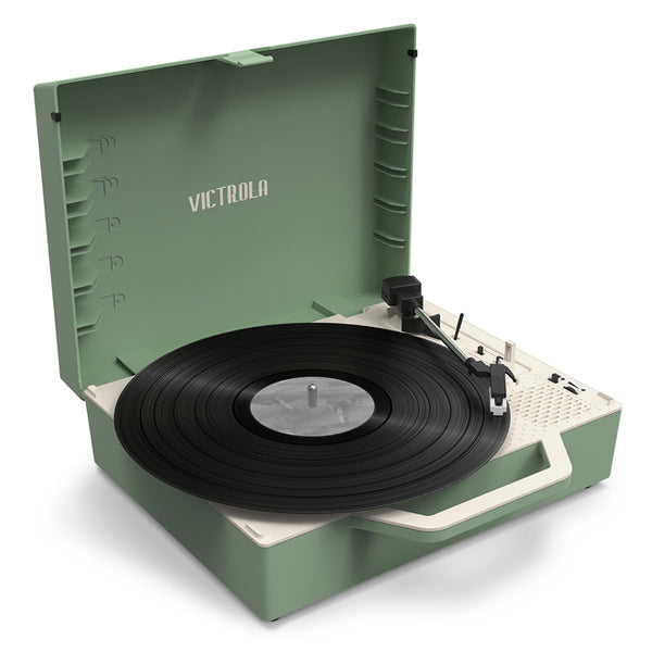 Victrola Re-Spin Sustainable Bluetooth Suitcase Record Player - Basil Green INT