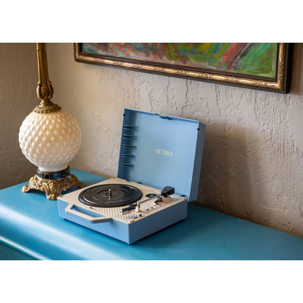 Shop Victrola Re-Spin Sustainable Bluetooth Suitcase Record Player - Light Blue INT in online