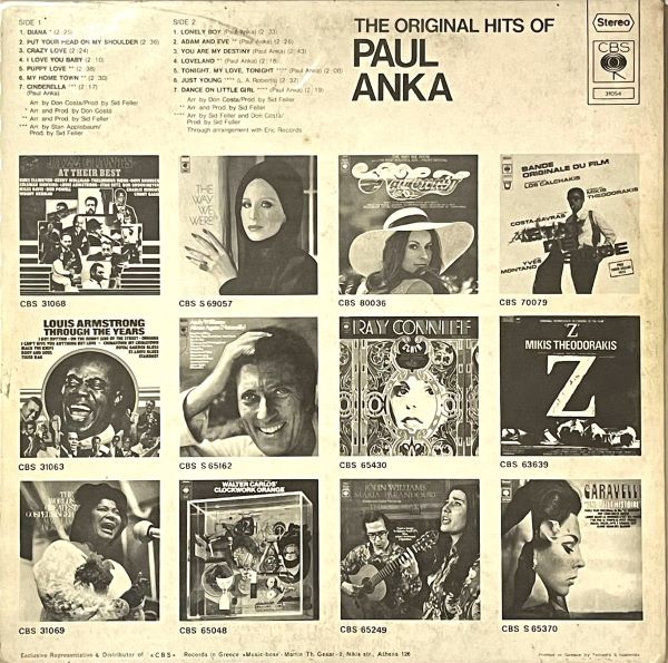 Paul Anka – The Original Hits Of Paul Anka - LP (Used Vinyl)