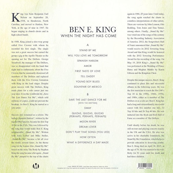 Ben E. King - When The Night Has Come ( Limited Edition Transparent Green Vinyl ) - LP