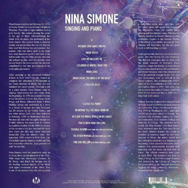 Nina Simone - Singing And Piano (Limited Edition, Blue Marbled Vinyl) - LP
