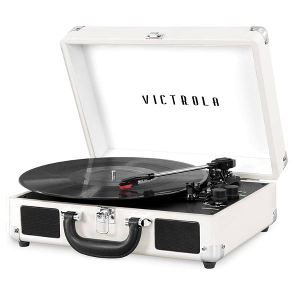 Victrola Journey Portable Suitcase (White) VSC-550BT Bluetooth Turntable Music Centre
