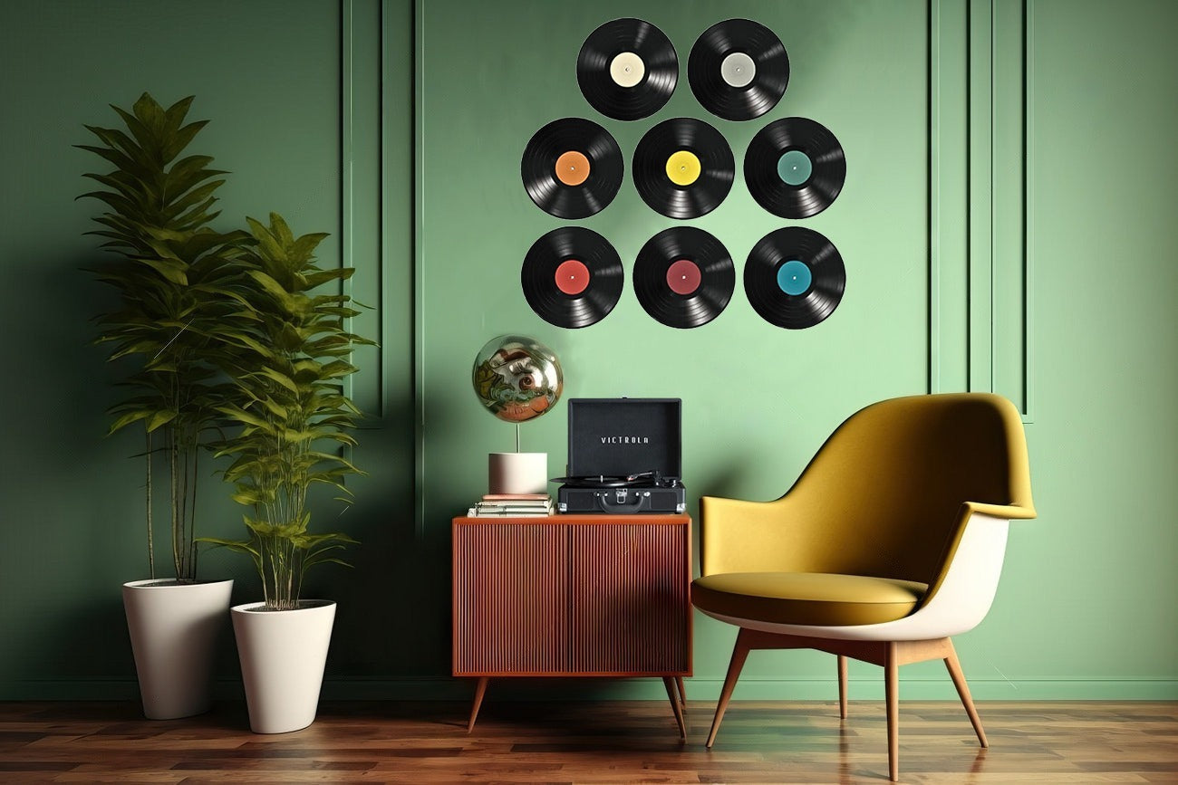 Decorative 7" Vinyl Records - Black (Set of 10)