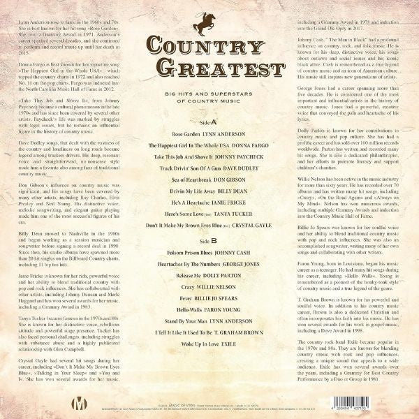 Various Artist - Country Greatest (Limited Edition & Numbered, Yellow Marbled Vinyl) - LP