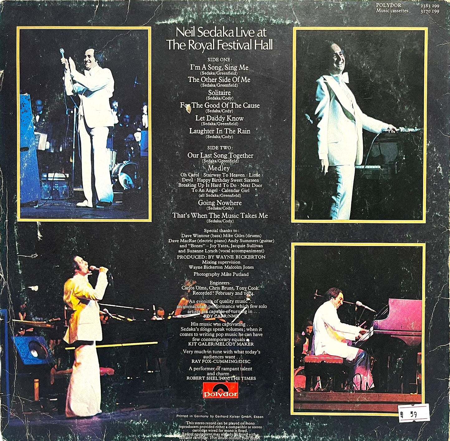 Neil Sedaka - Neil Sedaka With The Royal Philharmonic Orchestra - Live At The Royal Festival Hall - LP (Used Vinyl)