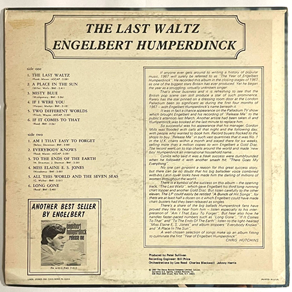 Engelbert Humperdinck - The Last Waltz - LP (Used Vinyl)