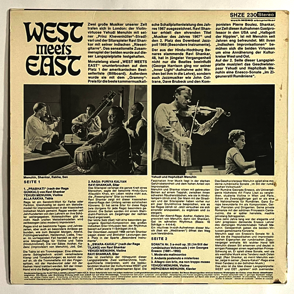 Ravi Shankar & Yehudi Menuhin - West Meets East - LP (Used Vinyl)