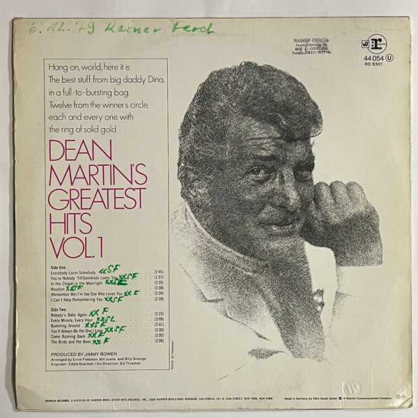 Dean Martin - Dean Martin's Greatest Hits! Volume 1 - LP (Used Vinyl)
