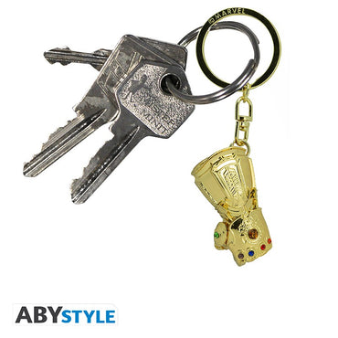 Infinity Gauntlet with Infinity Stones Design Marvel Licensed Chrome Gold High Quality Metal 3D Keychain