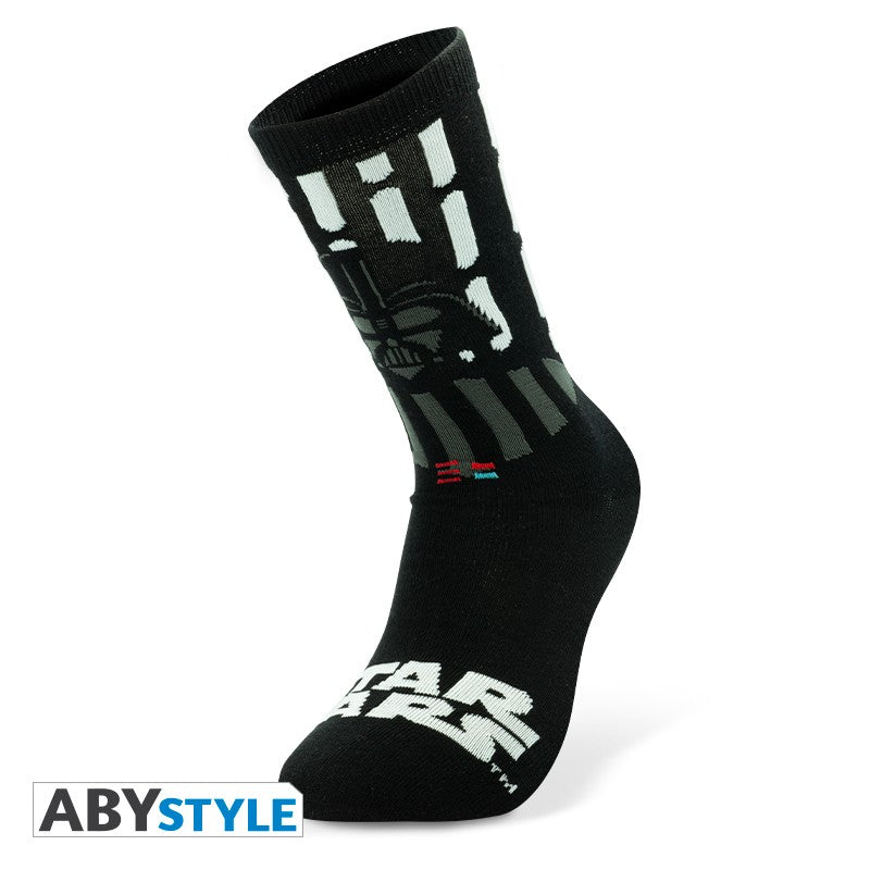 Darth Vader Design Star Wars Licensed Black & White Unisex One Size Fits All Crew Socks (One Pair)