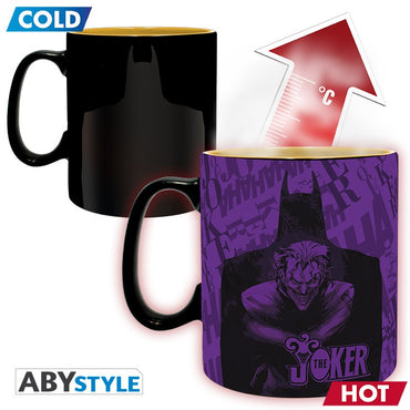 Batman Logo and Silhouette Joker Mouth and Straight Jacket Design DC Comics Licensed Black (Matte) 460 ml Ceramic Heat Changing Mug