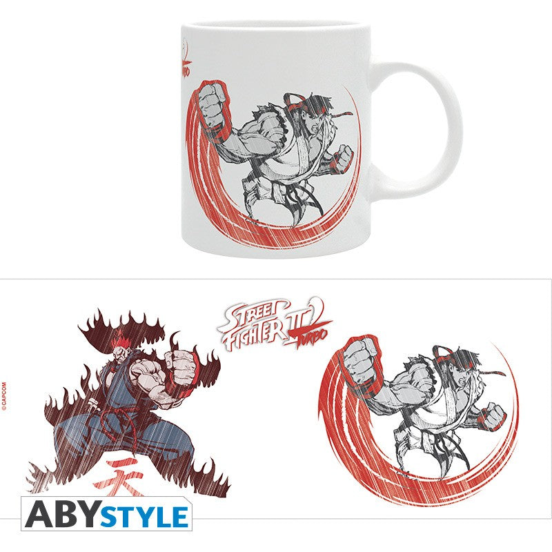 Ryu vs Akuma Epic Battle Design Street Fighter Licensed White 320 ml High Quality Ceramic Mug