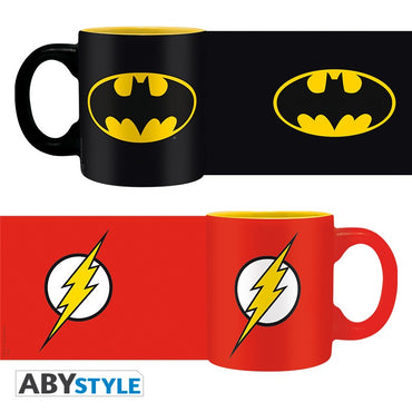 Batman & The Flash Design DC Comics Licensed Black/Red 110 ml Ceramic Espresso Mug Set (2pcs)