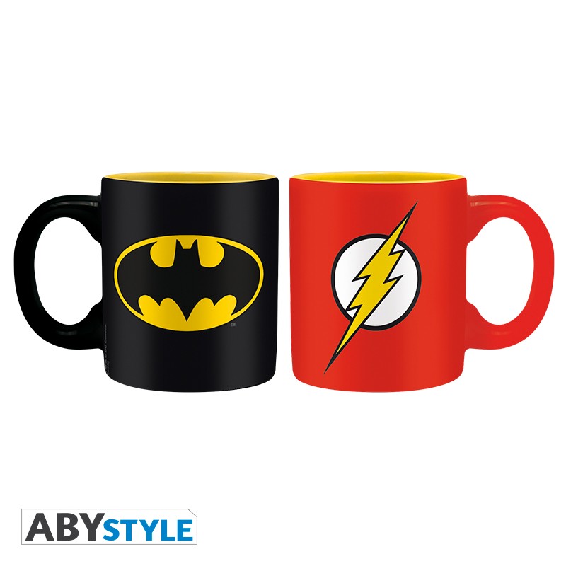 Batman & The Flash Design DC Comics Licensed Black/Red 110 ml Ceramic Espresso Mug Set (2pcs)