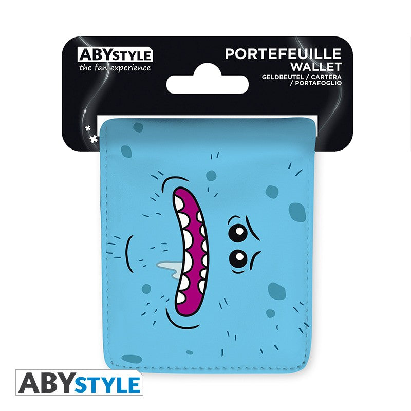 Mr. Meeseeks Existence is Pain Design Rick and Morty Licensed Light Blue Bi-Fold Vinyl Wallet Unisex
