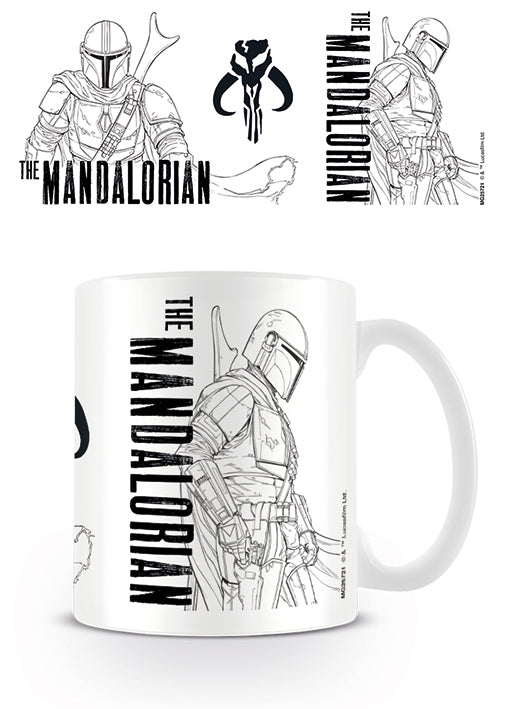 The Mandalorian Line Art Design Star Wars Licensed White 315 ml Ceramic Everyday Mug
