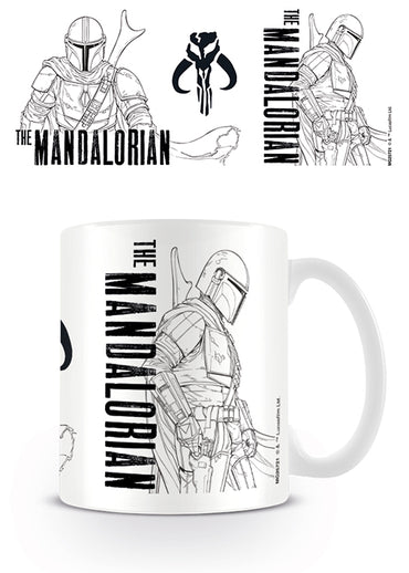 The Mandalorian Line Art Design Star Wars Licensed White 315 ml Ceramic Everyday Mug