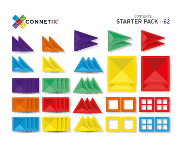 Connetix Starter Pack 62 Piece Set Magnetic Tiles