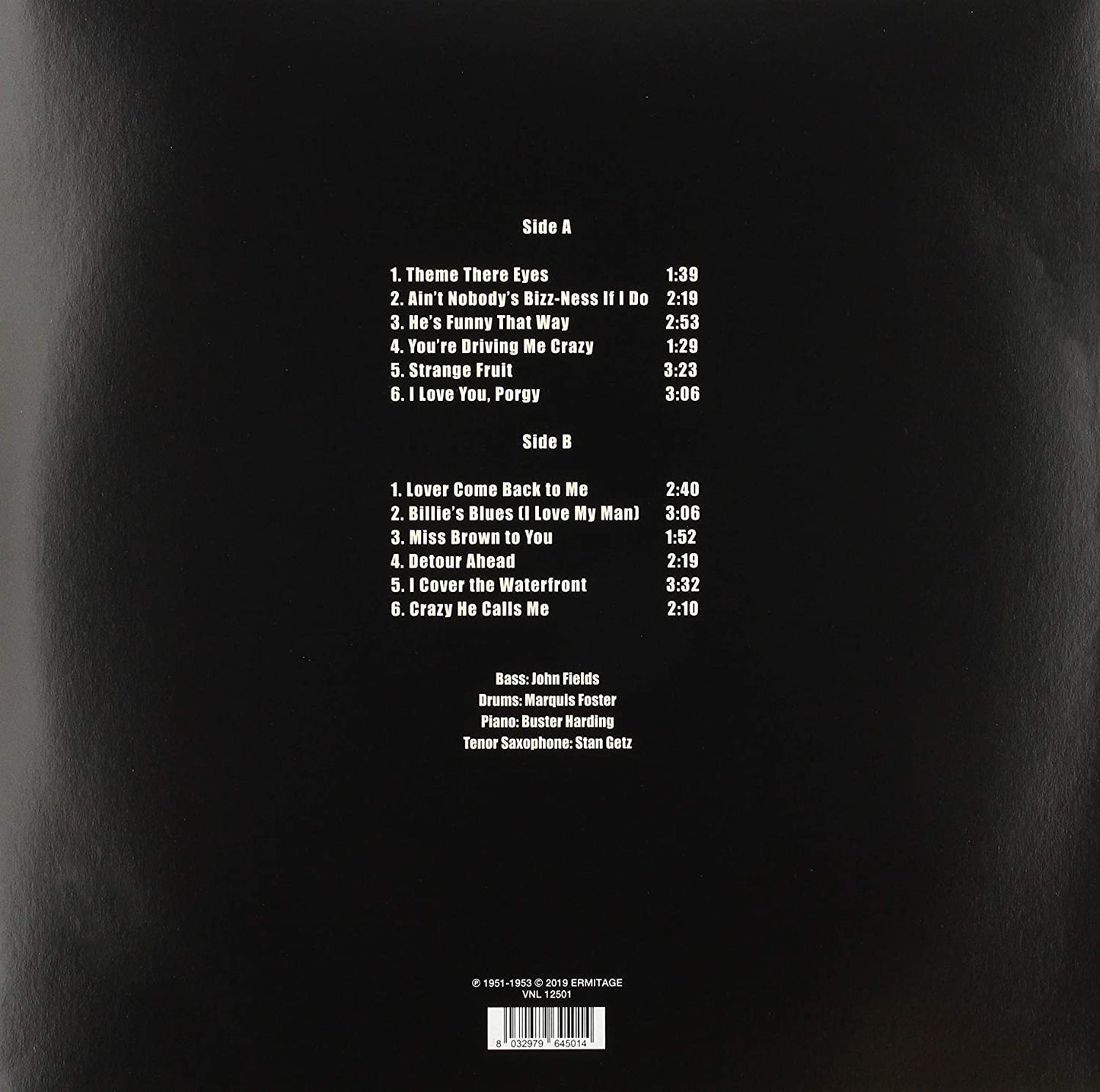 Billie Holiday And Stan Getz - Billie And Stan - LP