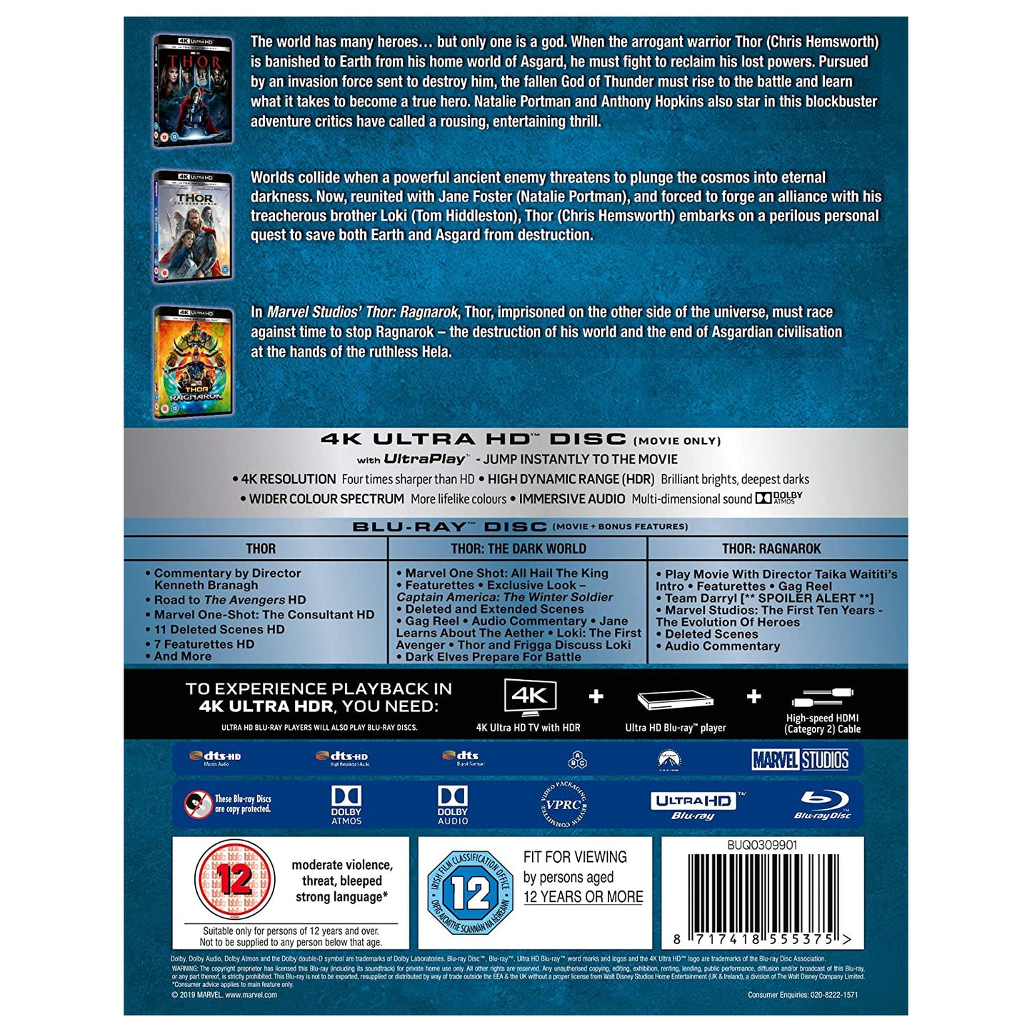 Marvel Studios Thor 3-Movie Collection Blu-Ray 4K Ultra HD