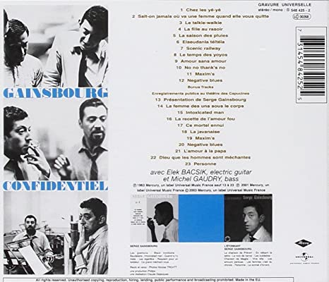 Serge Gainsbourg - Confindentiel - LP