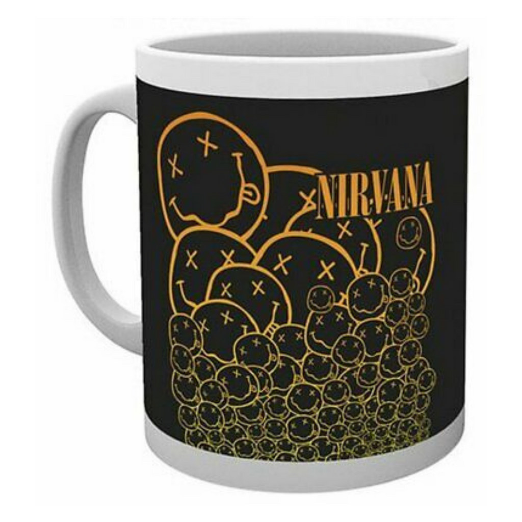 Nirvana Multi-Smiley Logo Design White Mug