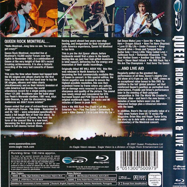 Queen: Rock Montreal  Live Aid Blu-Ray –