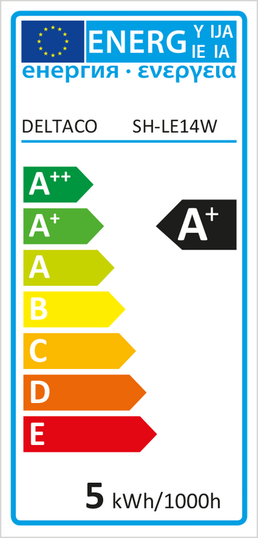 Deltaco Smart Home LED SH-LE14W , E14, 5W, Wi-Fi 2.GHz White CCT Smart Bulb