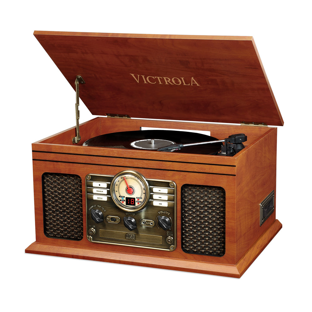 Victrola VTA-200B 6-in-1 Bluetooth Record Player/Turntable, CD, Cassette Player and Radio Music Centre (Damaged Box)