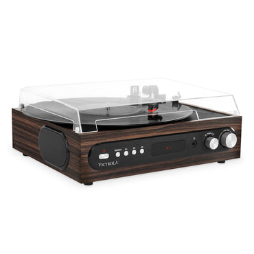 Victrola VTA-65 3-in-1 Wood Bluetooth Record Player with 3-Speed Turntable, and FM Radio Music Centre