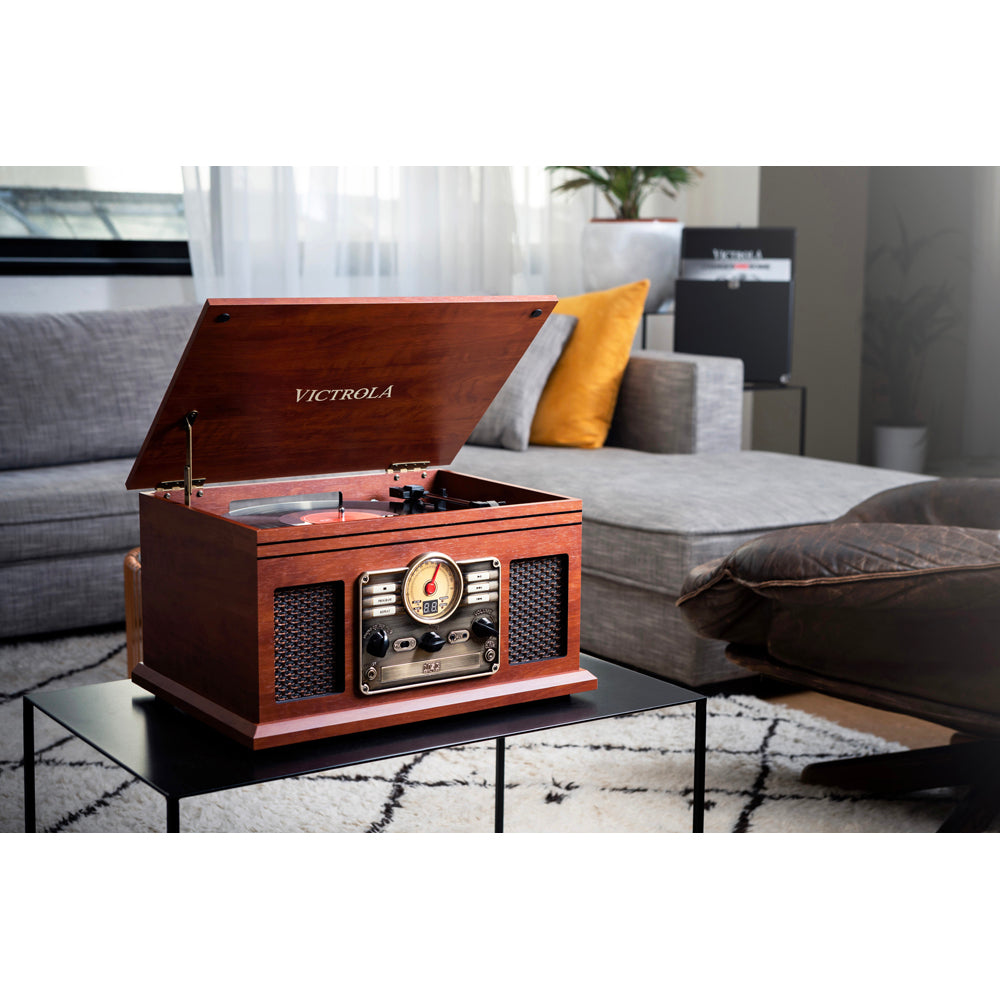 Victrola VTA-200B 6-in-1 Bluetooth Record Player/Turntable, CD, Cassette Player and Radio Music Centre (Damaged Box)
