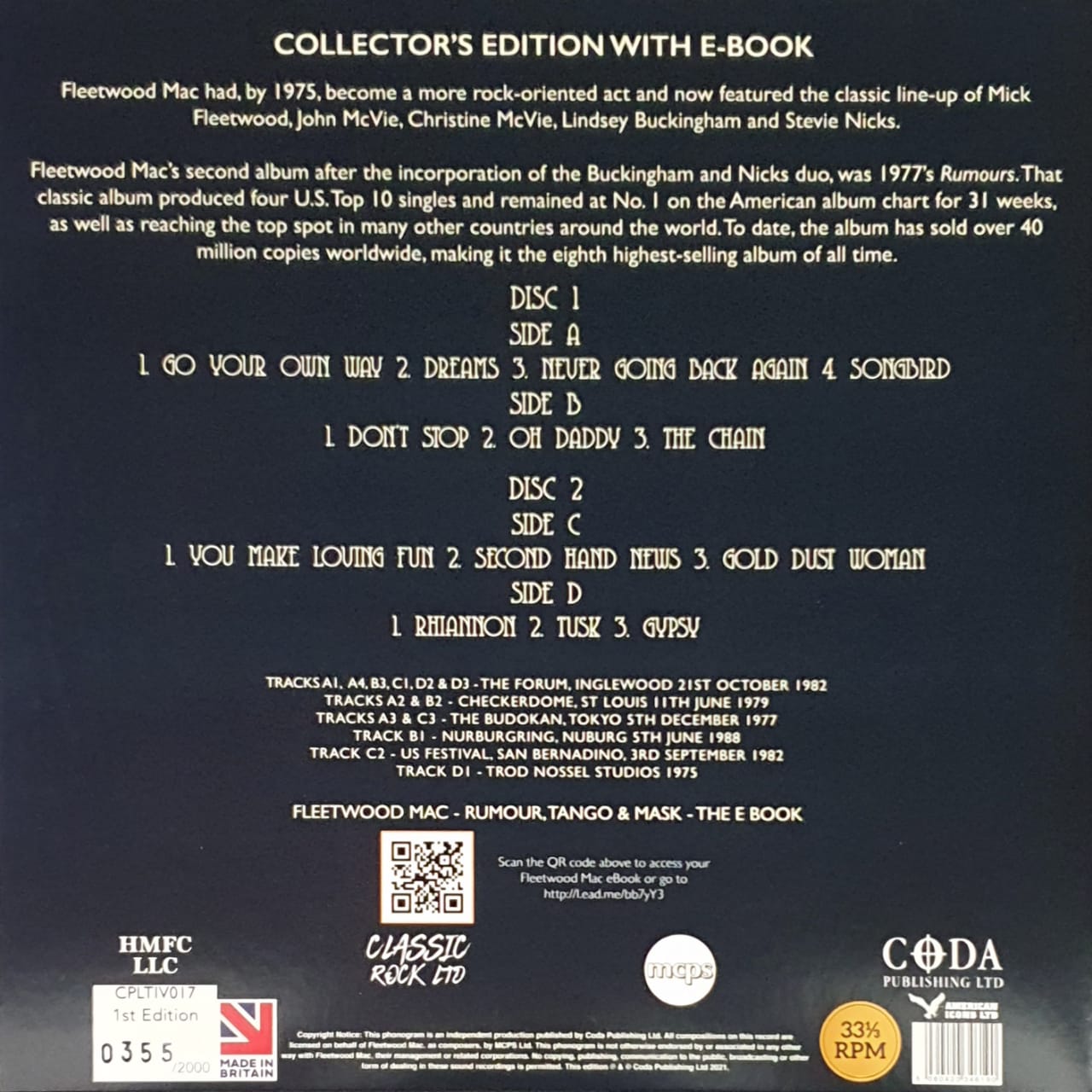 Fleetwood Mac - Rumours: The Concert (Blue & White Swirl Vinyl) - 10" 2LP - Collector's Edition with E-Book