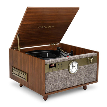 Victrola Century Signature 6 in 1 Music Center With Clock - Walnut