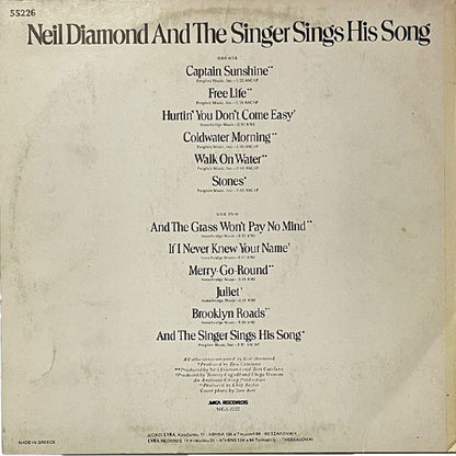 Neil Diamond - And The Singer Sings His Song - LP(Used Vinyl)