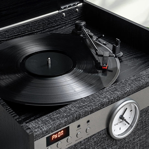 Victrola Century Signature 6 in 1 Music Center With Clock - Black